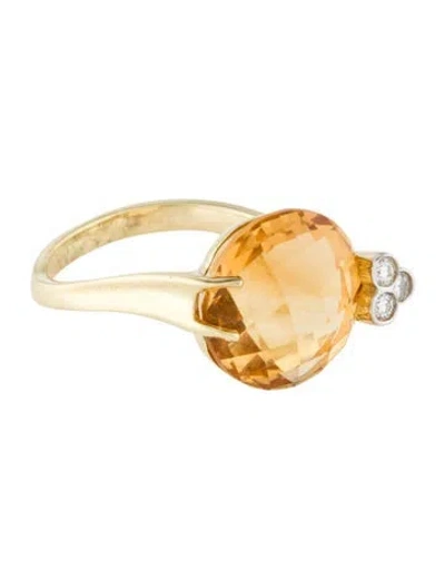 Pre-owned I. Reiss 14k Citrine & Diamond Cocktail Ring In Multi