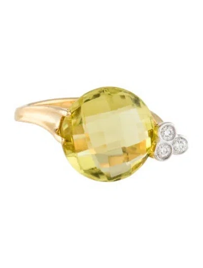 Pre-owned I. Reiss 14k Citrine & Diamond Cocktail Ring In Multi