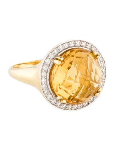 Pre-owned I. Reiss 14k Citrine & Diamond Cocktail Ring In Multi
