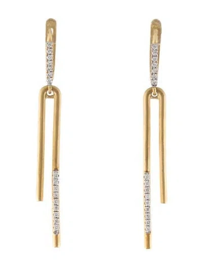 Pre-owned I. Reiss 14k Diamond Bar Drop Earrings In Multicolor