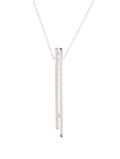 Pre-owned I. Reiss 14k Diamond Bar Pendant Necklace, 18" In Multi