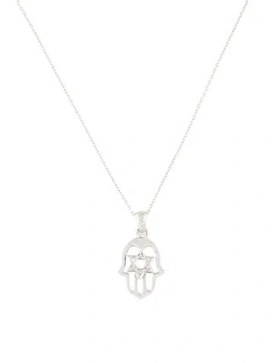 Pre-owned I. Reiss 14k Diamond Chamsa Pendant Necklace, 18" In Multi