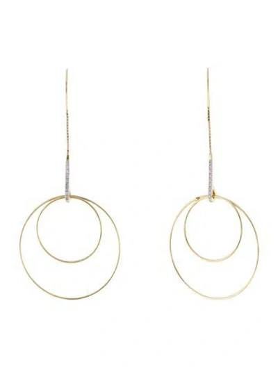 Pre-owned I. Reiss 14k Diamond Circle Chain Drop Earrings In Multicolor