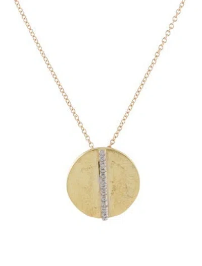 Pre-owned I. Reiss 14k Diamond Circle Pendant Necklace, 16" In Multi