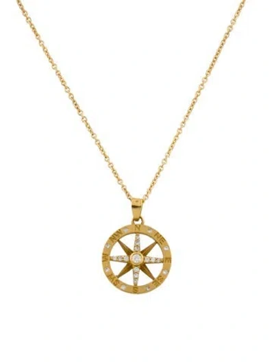 Pre-owned I. Reiss 14k Diamond Compass Pendant Necklace, 16" In Multi