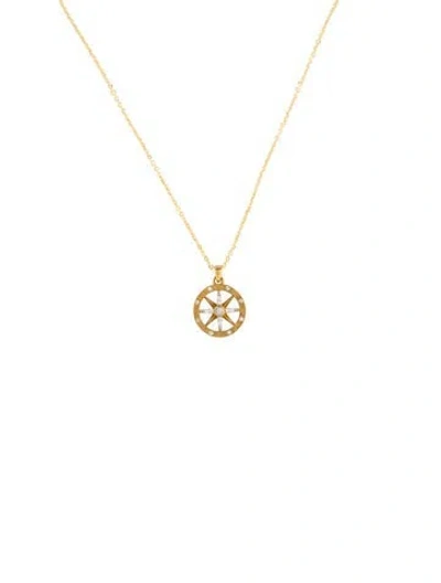 Pre-owned I. Reiss 14k Diamond Compass Slide Pendant Necklace, 16" In Multicolor