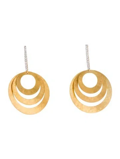 Pre-owned I. Reiss 14k Diamond Concentric Circle Drop Earrings In Multi