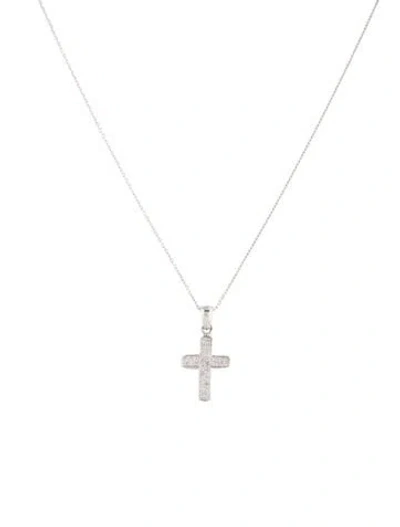 Pre-owned I. Reiss 14k Diamond Cross Pendant Necklace, 16" In Multicolor