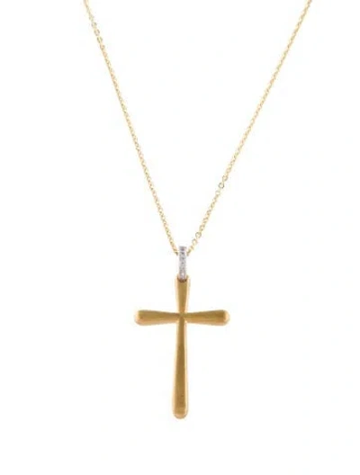 Pre-owned I. Reiss 14k Diamond Cross Pendant Necklace, 18" In Multi