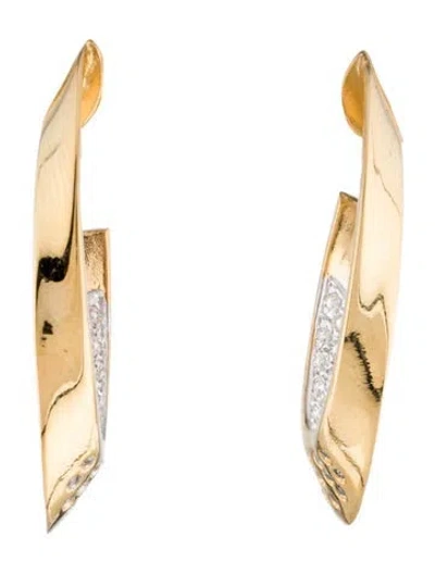 Pre-owned I. Reiss 14k Diamond Curved C Drop Earrings In Multi