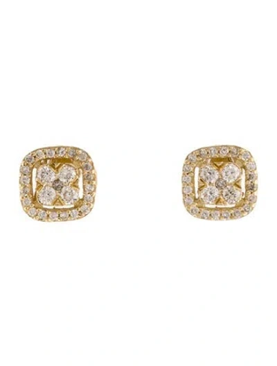Pre-owned I. Reiss 14k Diamond Cushion Stud Earrings In Multi