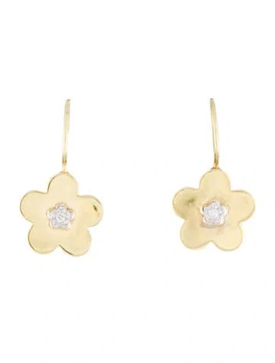 Pre-owned I. Reiss 14k Diamond Daisy Drop Earrings In Multi