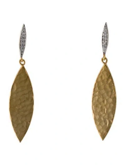 Pre-owned I. Reiss 14k Diamond Dangling Leaf Earrings In Multi