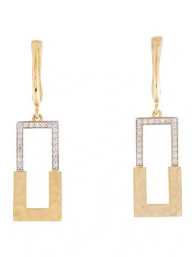 Pre-owned I. Reiss 14k Diamond Dangling Open Rectangle Earrings In Multi