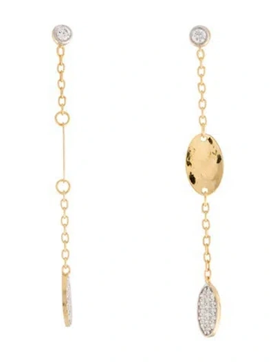Pre-owned I. Reiss 14k Diamond Dangling Oval Drop Earrings In Multi