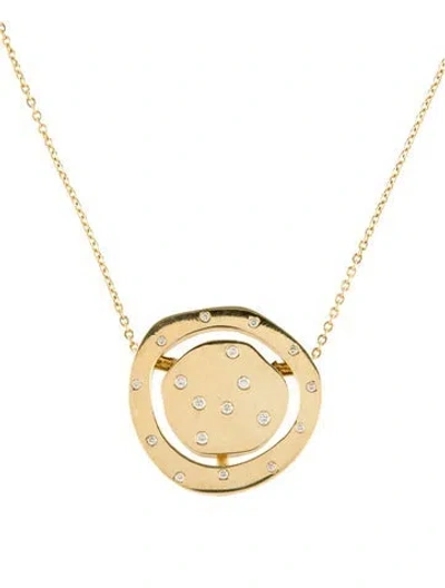 Pre-owned I. Reiss 14k Diamond Disk Pendant Necklace, 16.25" In Multi
