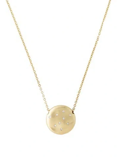 Pre-owned I. Reiss 14k Diamond Disk Pendant Necklace, 18" In Multi