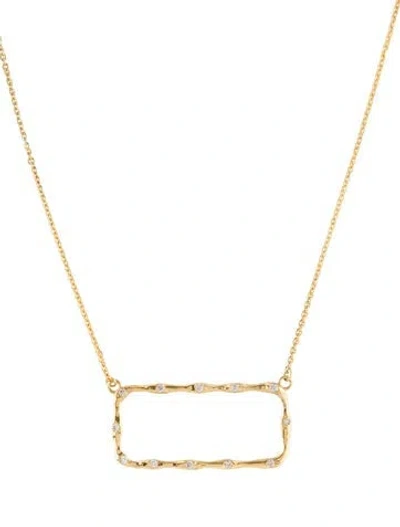 Pre-owned I. Reiss 14k Diamond East To West Open Rectangle Pendant Necklace, 16.5" In Multi