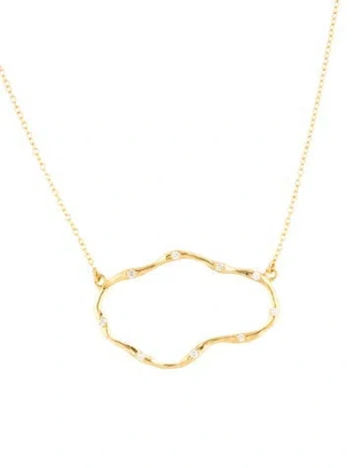 Pre-owned I. Reiss 14k Diamond East-to-west Free Form Pendant Necklace, 17.75" In Multicolor