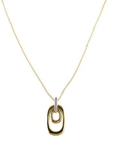 Pre-owned I. Reiss 14k Diamond Ellipse Pendant Necklace, 18" In Multicolor