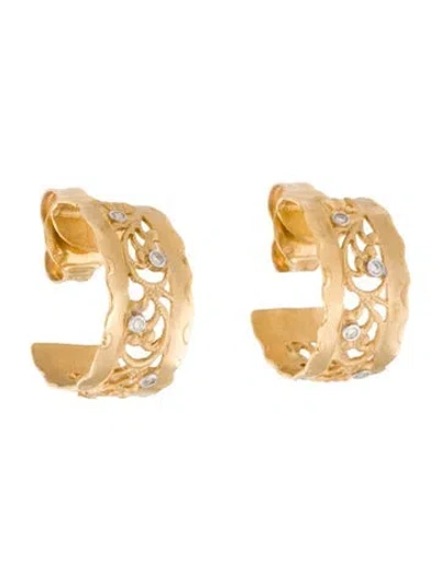 Pre-owned I. Reiss 14k Diamond Filagree Hoop Earrings In Multicolor