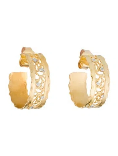 Pre-owned I. Reiss 14k Diamond Filigree Hoop Earrings In Multi