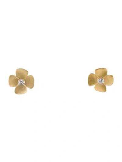 Pre-owned I. Reiss 14k Diamond Flower Stud Earrings In Multi