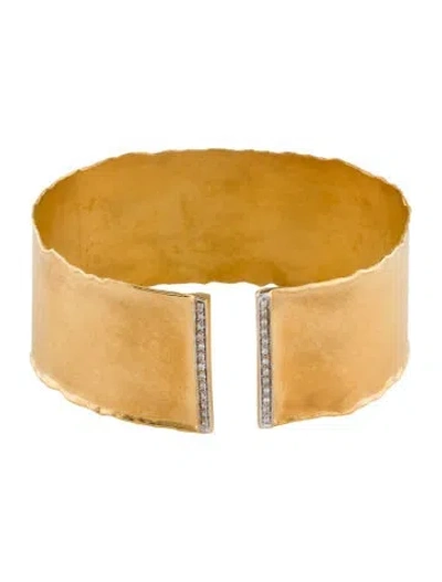Pre-owned I. Reiss 14k Diamond Gallery Cuff Bracelet, 6.75" In Multi