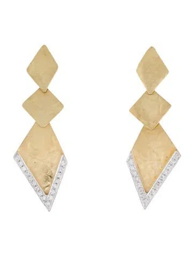Pre-owned I. Reiss 14k Diamond Gallery Drop Earrings In Multi