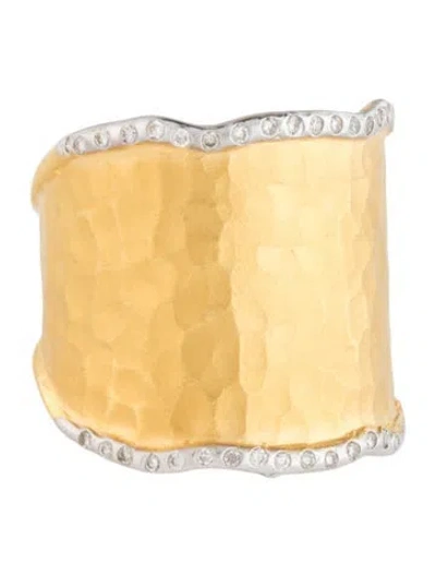 Pre-owned I. Reiss 14k Diamond Gallery Hammered Ring In Multicolor