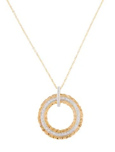Pre-owned I. Reiss 14k Diamond Gallery Pendant Necklace, 16" In Multi
