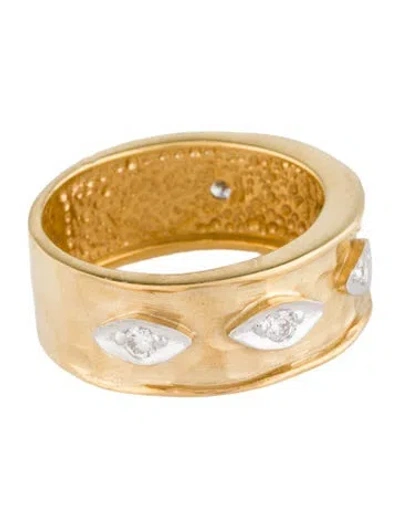 Pre-owned I. Reiss 14k Diamond Hammered Band In Multi
