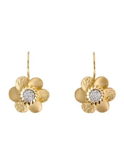 Pre-owned I. Reiss 14k Diamond Hammered Daisy Earring In Multi