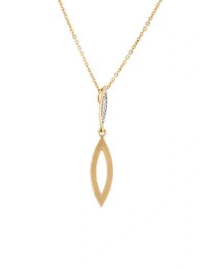 Pre-owned I. Reiss 14k Diamond Hammered Pendant Necklace, 18" In Multicolor