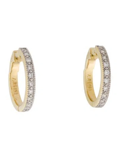 Pre-owned I. Reiss 14k Diamond Hoop Earrings In Multi