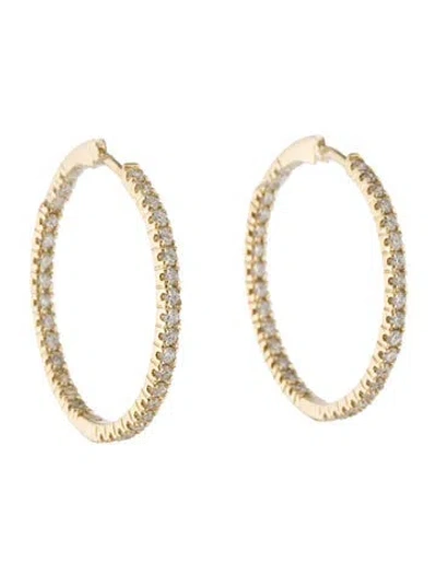 Pre-owned I. Reiss 14k Diamond Inside Out Hoop Earrings In Multi