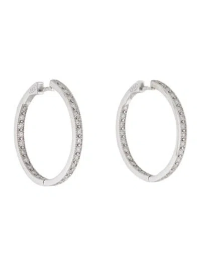Pre-owned I. Reiss 14k Diamond Inside Out Hoop Earrings In Multi