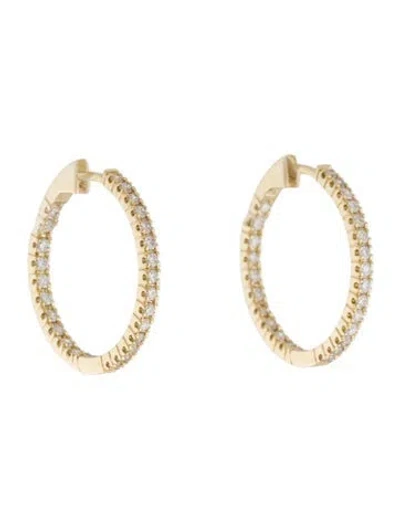 Pre-owned I. Reiss 14k Diamond Inside-out Eternity Hoop Earrings In Multi