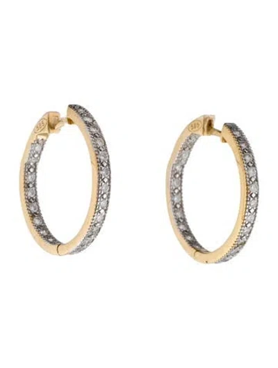 Pre-owned I. Reiss 14k Diamond Inside-out Eternity Hoop Earrings In Multi