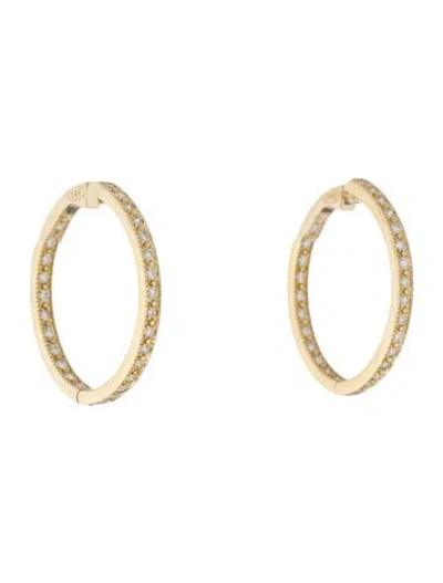 Pre-owned I. Reiss 14k Diamond Inside-out Hoop Eternity Hoop Earrings In Multi