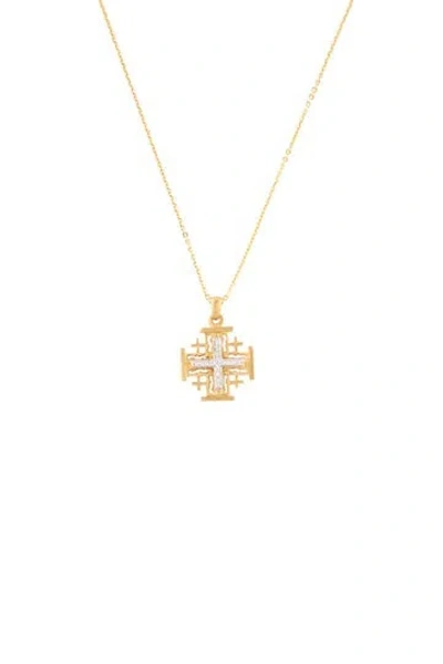 Pre-owned I. Reiss 14k Diamond Jerusalem Cross Pendant Necklace, 18" In Multi