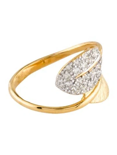 Pre-owned I. Reiss 14k Diamond Leaf Ring In Multi