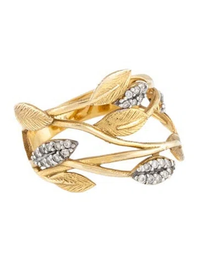 Pre-owned I. Reiss 14k Diamond Leaf Ring In Multi