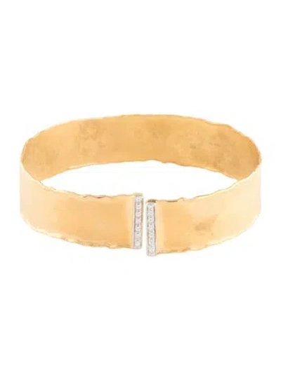 Pre-owned I. Reiss 14k Diamond Narrow Cuff Bracelet, 7" In Multi