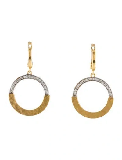 Pre-owned I. Reiss 14k Diamond Open Circle Drop Earrings In Multi