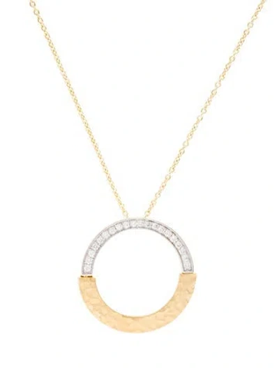 Pre-owned I. Reiss 14k Diamond Open Circle Pendant Necklace, 16" In Multi