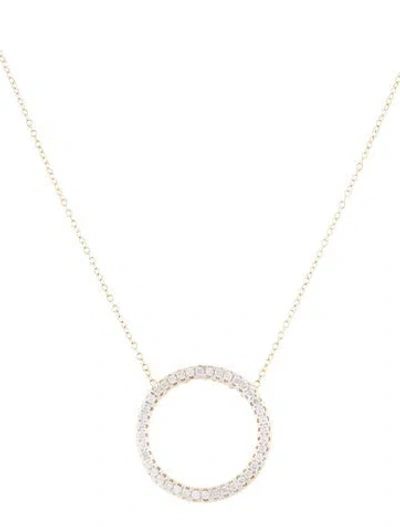 Pre-owned I. Reiss 14k Diamond Open Circle Pendant Necklace, 16" In Multi