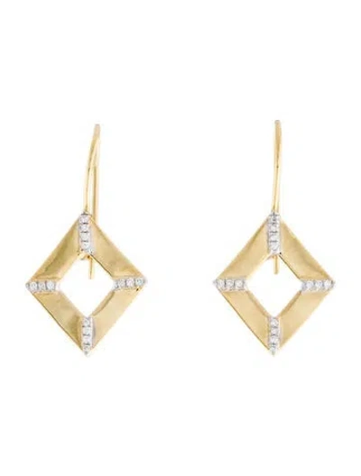 Pre-owned I. Reiss 14k Diamond Open Drop Earrings In Multi
