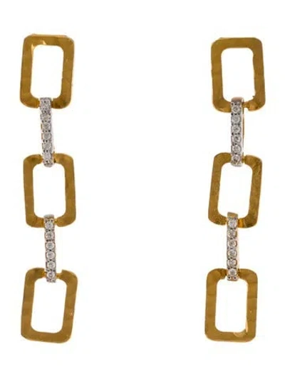 Pre-owned I. Reiss 14k Diamond Open Link Drop Earrings In Multi
