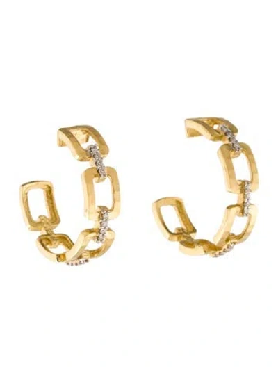 Pre-owned I. Reiss 14k Diamond Open Link Hoop Earrings In Multi